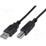 USB 2.0 Adapter cable, USB plug type A to USB plug type B, 1 m, black