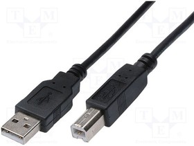 Фото 1/2 AK-300102-030-S, Cable; USB 2.0; USB A plug,USB B plug; nickel plated; 3m; black