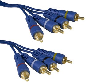 4 RCA - 4 RCA BL 3m, Аудио-видео шнур 4 RCA - 4 RCA, 3 м, синий, GOLD