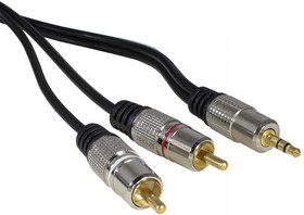Stereo 3,5 mm - 2 RCA GM 1.5m, Аудио-видео шнур Stereo 3,5 мм - 2 RCA, 1.5 м