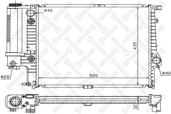 10-25250-SX, Радиатор системы охлаждения (c АКПП), BMW E34 2.0-2.5 88 ...