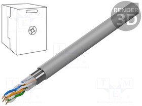 FPC-5004E-SO/100C, Провод; F/UTP; 5e; однопров; Cu; 4x2x24AWG; ПВХ; серый; 100м