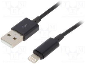 CC-USB2P-AMLM-2M, Кабель; USB 2.0; вилка Apple Lightning,вилка USB A; позолота; 2м