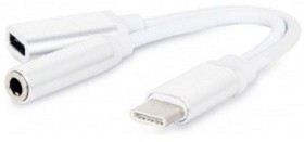 Фото 1/2 Переходник Cablexpert Переходник USB, USB Type-C/Jack3.5 F+ Type-C F, пакет (CCA-UC3.5F-02-W)