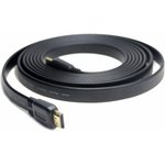 Кабель HDMI Gembird/Cablexpert, 3м, v1.4, 19M/19M, плоский кабель, черный ...