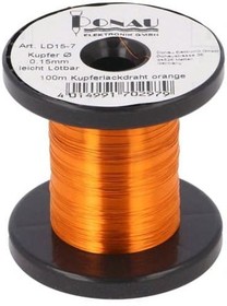 LD15-7, Посеребренная медная проволока; 0,15мм; 100м; Цвет: оранжевый
