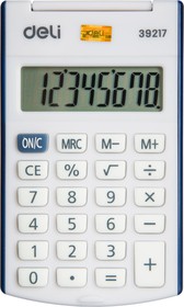 Фото 1/6 Калькулятор карманный Deli E39217, 8-р, батар., 102x61мм, синий