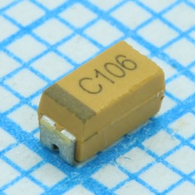 Фото 1/2 TAJA225M016RNJ, (чип тант.16В 2.2мкФ 20% A), ЧИП-конденсатор танталовый 10мкФ 25В типоразмер C +20% (3.2х1.6х 1.6мм) выводы внутрь