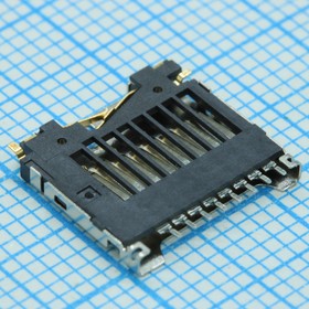 114-00841-68, Сокет Micro SD карты SKT 8 контактов шаг 1.1мм угловой SMD