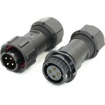 Circular Connector, 4 Contacts, Cable Mount, 17 mm Connector, Plug and Socket ...