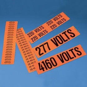 PCV-120BY, Labels Voltage Marker Vinyl Black/Orange 114.3x28.7mm