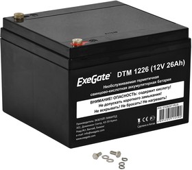 Фото 1/3 Батарея ExeGate DTM 1226 (12V 26Ah), клеммы под болт М5