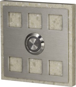 Zamel Кнопка звонка интерьерная, квадратная, с подсветкой, нерж. сталь/бежевый искусств. камень, 250 В