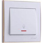 Проходной выключатель с подсветкой RAIN белый с бок. вст. Золото 703-0226-114