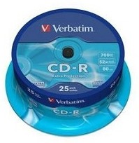 Фото 1/6 Verbatim Диски CD-R 25 шт. 52-x 700Mb, Cake Box (43432)