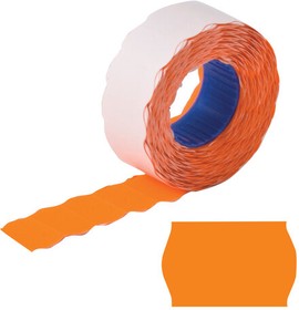 Фото 1/7 Этикет-лента 22х12 мм, волна, оранжевая, комплект 5 рулонов по 800 шт., BRAUBERG, 123574