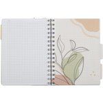 Business notebook 120L,cage,A5 Flora 2,plast.obl, silver. spir,3 division,ruler
