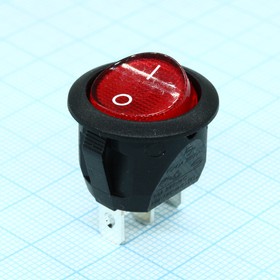 Фото 1/5 RC95BRBT2-G, Выключатель клавишный круглый с подсветкой 10А 250В ON-OFF 3 Pin -красный-