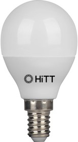 HiTT Лампочка Светодиодная E14 9Вт 230В 870Лм 6500К Холодный белый свет Шар 1010054 HiTT-PL-G45- 9-230-E14-6500