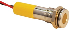 Q8F3CXXY12E, Светодиодный индикатор в панель, обрамление из декоративного хрома, Желтый, 12 В DC, 8 мм, 20 мА