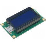 RC0802A-BIY-ESX, Дисплей: LCD, алфавитно-цифровой, STN Negative, 8x2, голубой, LED