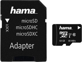 00124152, Карта Flash памяти, MicroSD Карта, UHS-1, Класс 10, 64 ГБ