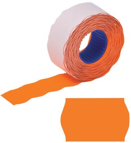 Фото 1/7 Этикет-лента 26х16 мм, волна, оранжевая, комплект 5 рулонов по 800 шт., BRAUBERG, 123582