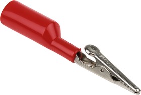 Фото 1/5 BU-P2240-2, Crocodile Clip 4 mm Connection, Nickel-Plated Steel Contact, 10A, Red