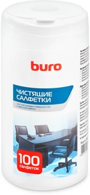 Фото 1/4 Салфетки Buro BU-Tsurl для пластиковых поверхностей и офисной мебели туба 100шт влажных