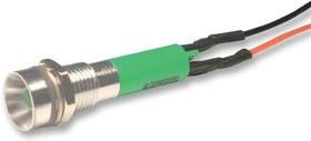 NLD29W903550500, Светодиодный индикатор в панель, обрамление из матового хрома, Зеленый, 24 В, 8 мм, 17 мА, 1.4 кд