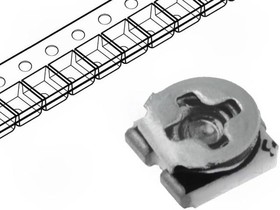 Фото 1/2 3305SMD-10K, Потенциометр: монтажный, однооборотный, 10кОм, 100мВт, SMD, ±25%