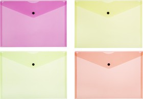 Фото 1/4 Папка-конверт на кнопке Attache Neon А4 180мкм 8шт/уп оранж,жлт,салат,роз