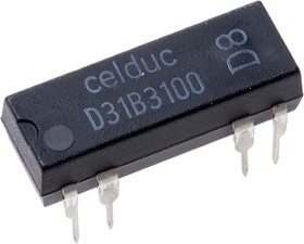 Фото 1/3 D31B3100, Plug In Reed Relay, 5V dc Coil, SP-NC, 100V dc Max, 500Ω