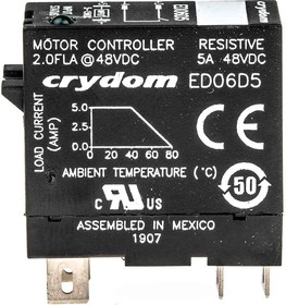 Фото 1/7 ED06D5, Sensata Crydom ED Series Solid State Relay, 5 A Load, DIN Rail Mount, 48 V dc Load, 15 V dc Control