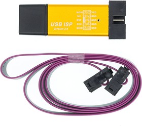 Фото 1/4 Программатор AVR USBISP v2 Arduino Atmel USB ASP ISP USBASP с кабелем ISP 10pin