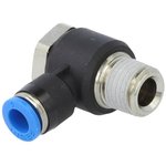 QSLV-1/4-6, QS Series Elbow Threaded Adaptor, R 1/4 Male to Push In 6 mm ...