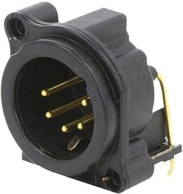 Фото 1/3 NC5MBH-B, B Series - 5 pole male XLR receptacle - grounding: separate ground contact to mating connector shell and front pa ...
