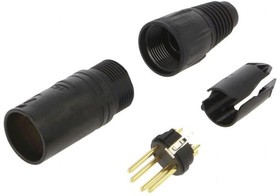 Фото 1/2 NC4MX-B, X Series - 4 pole male cable connector with black metal housing and gold contacts. The "industry standard" XLR ...