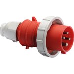 21349, IP67 Red Cable Mount 3P + E Industrial Power Plug, Rated At 16A, 415 V