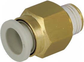 Фото 1/4 KQ2H08-01AS, KQ2 Series Straight Threaded Adaptor, R 1/8 Male to Push In 8 mm, Threaded-to-Tube Connection Style