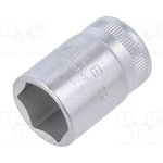 03030019, 1/2 in Drive 19mm Standard Socket, 6 point, 38 mm Overall Length