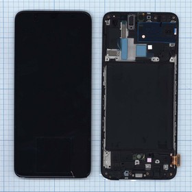Дисплей (экран) в сборе с тачскрином для Samsung Galaxy A70 SM-A705FD черный с рамкой (OLED)