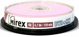 Диск DVD+RW Mirex 4.7Gb 4x Cake Box (10шт) (202639)