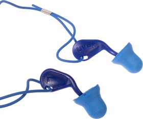 Фото 1/5 2124011, Blue Disposable Corded Ear Plugs, 26dB Rated, Metal Detectable, 50 Pairs