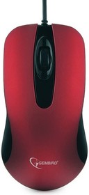 Фото 1/7 Gembird MOP-400-R красный USB {Мышь, бесшумный клик, 2 кнопки+колесо кнопка, 1000 DPI, soft-touch, кабель 1.45м, блистер}