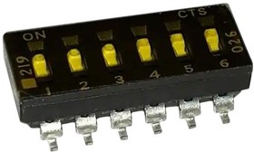 219-6LPST, SPST Black Slide (Standard), Notch 2.54mm 6 SMD-12P,6.7x16.7mm DIP Switches