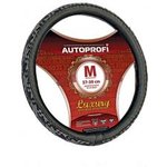 AP-810 BK/BK,GY (M) , Оплетка руля M Autoprofi Luxury кожа плетеные вставки ...