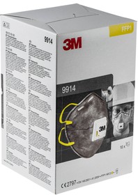 Фото 1/8 3M Aura 9914, 9900 Speciality Series Respirator Mask for Nuisance Odour Protection, FFP1, Non-Valved, Moulded, 10 per Package