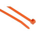 111-04803 T50R-PA66-OG, Cable Tie, 200mm x 4.6 mm, Orange Polyamide 6.6 (PA66) ...