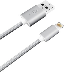 Фото 1/3 Дата-кабель CE-608 USB A - 8-pin, 1A, 1 метр, текстиль, белый CE-608W